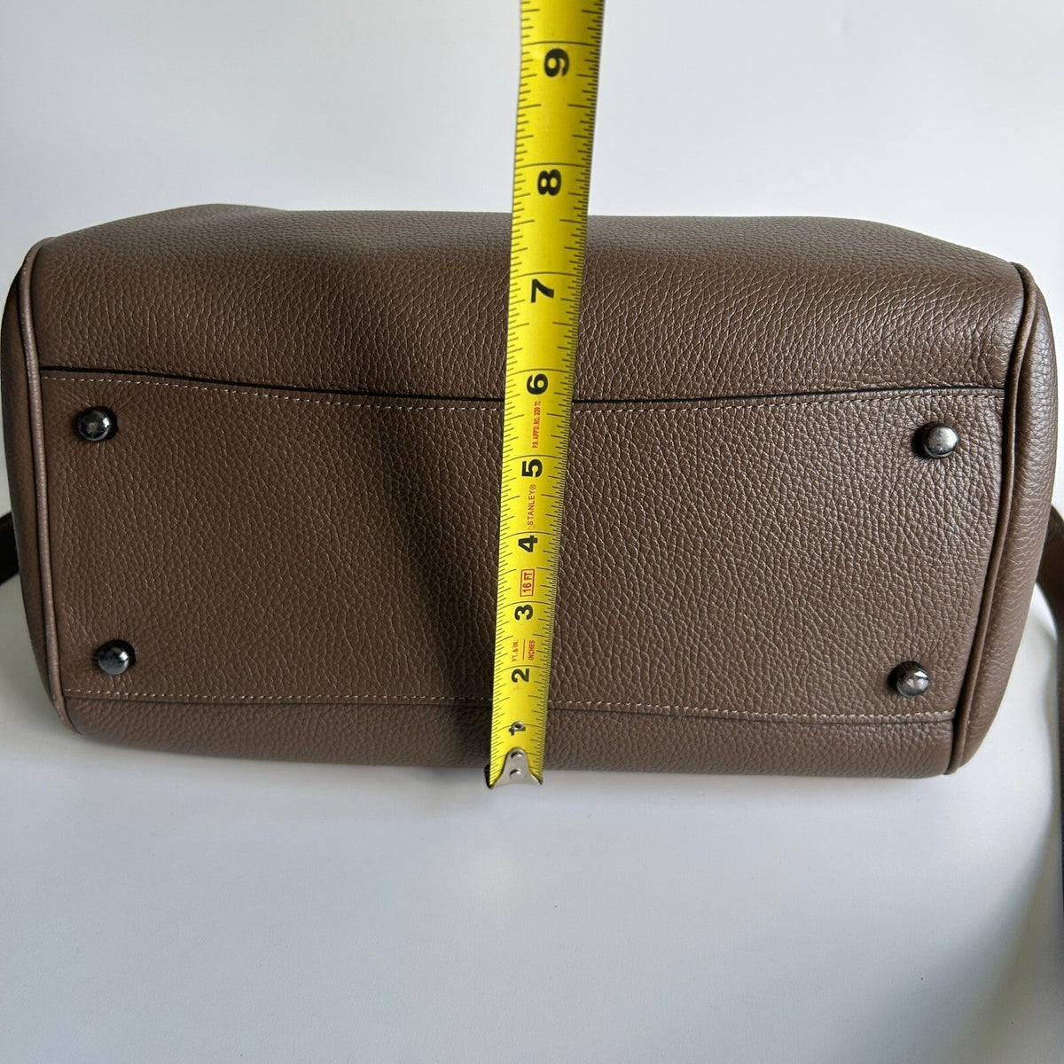 Coach Large Rowan Satchel Dark Stone Pebble Leather Bag CV960