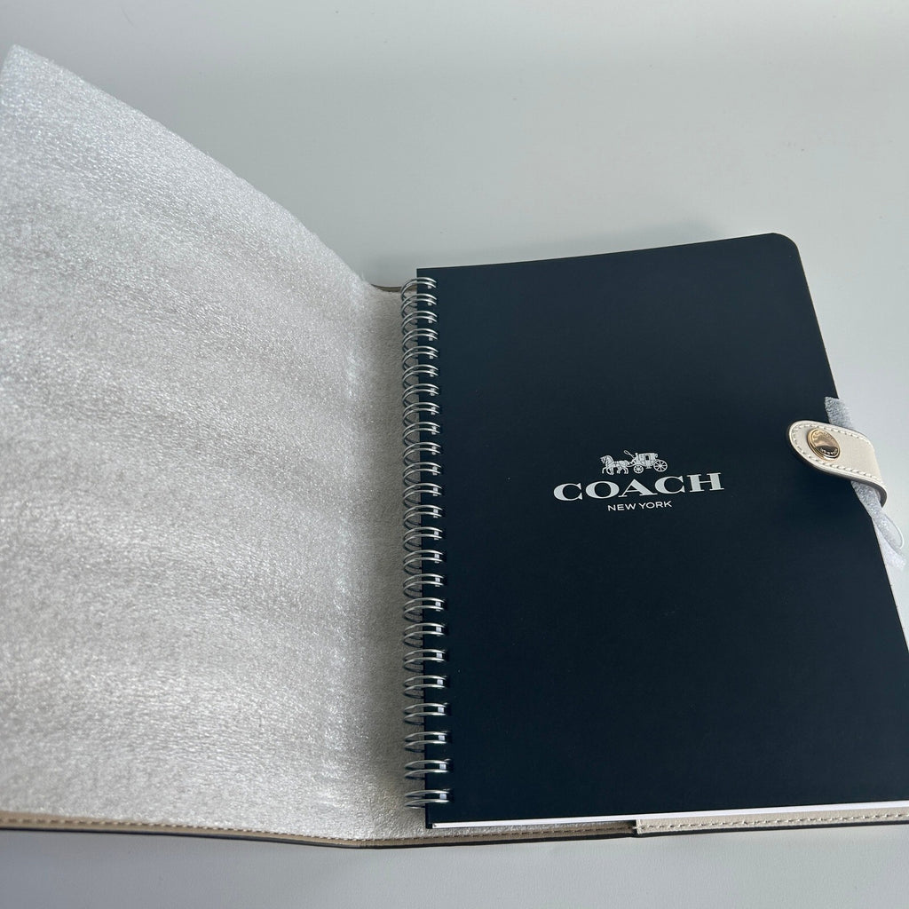 Coach Notebook Signature Canvas Strawberry Print Chalk Multi Leather Cover CH481