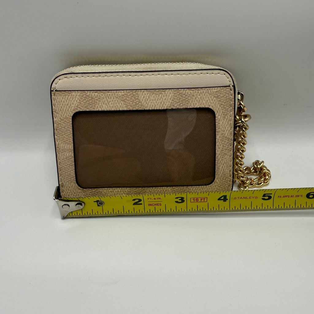 Coach Zip Card Case Sand Chalk Signature Canvas Wallet CW883