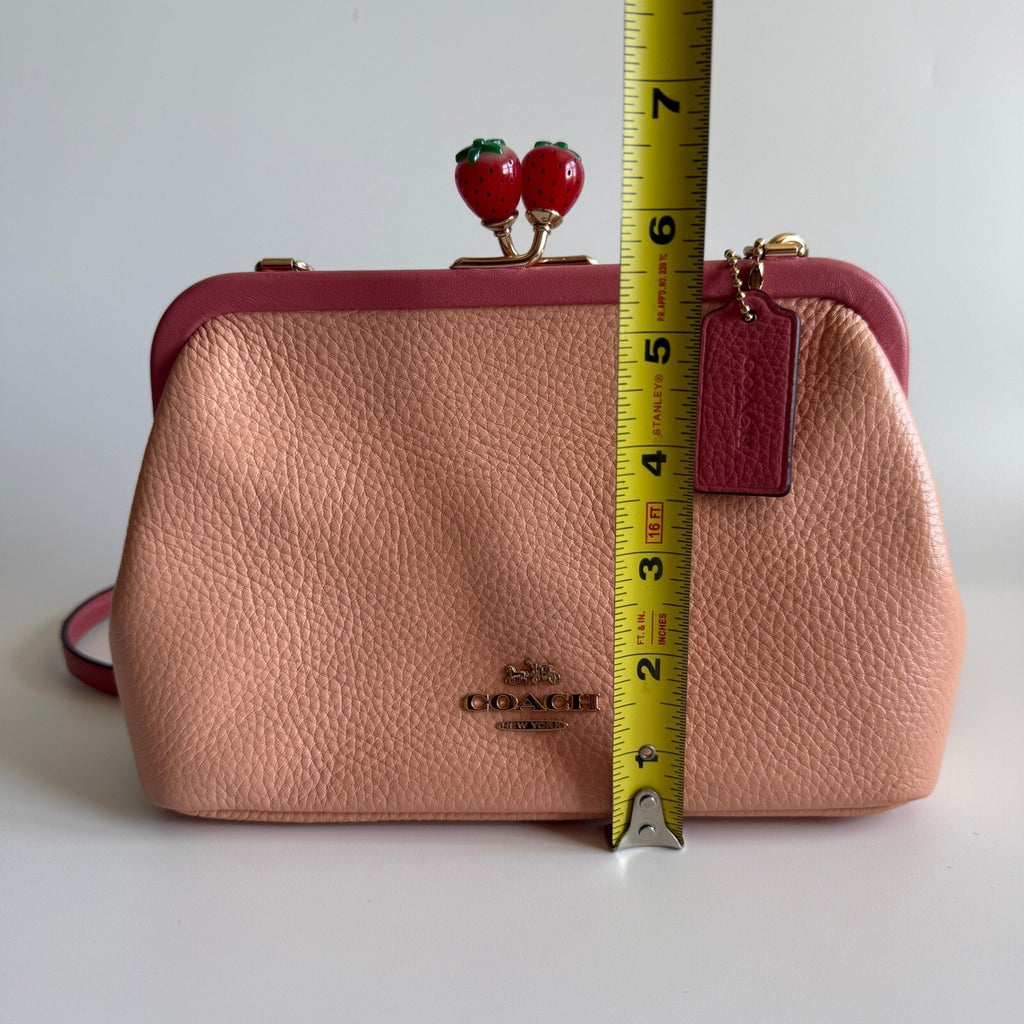 Coach Nora Kisslock Faded Blush Pink Leather Crossbody Bag C8288 Strawberry