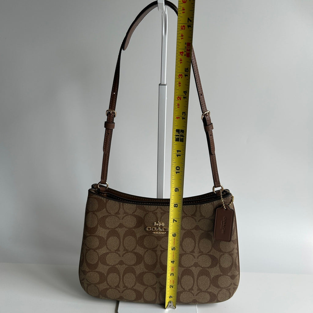 Coach Penelope Shoulder Bag Khaki Saddle Brown Signature Canvas CO953