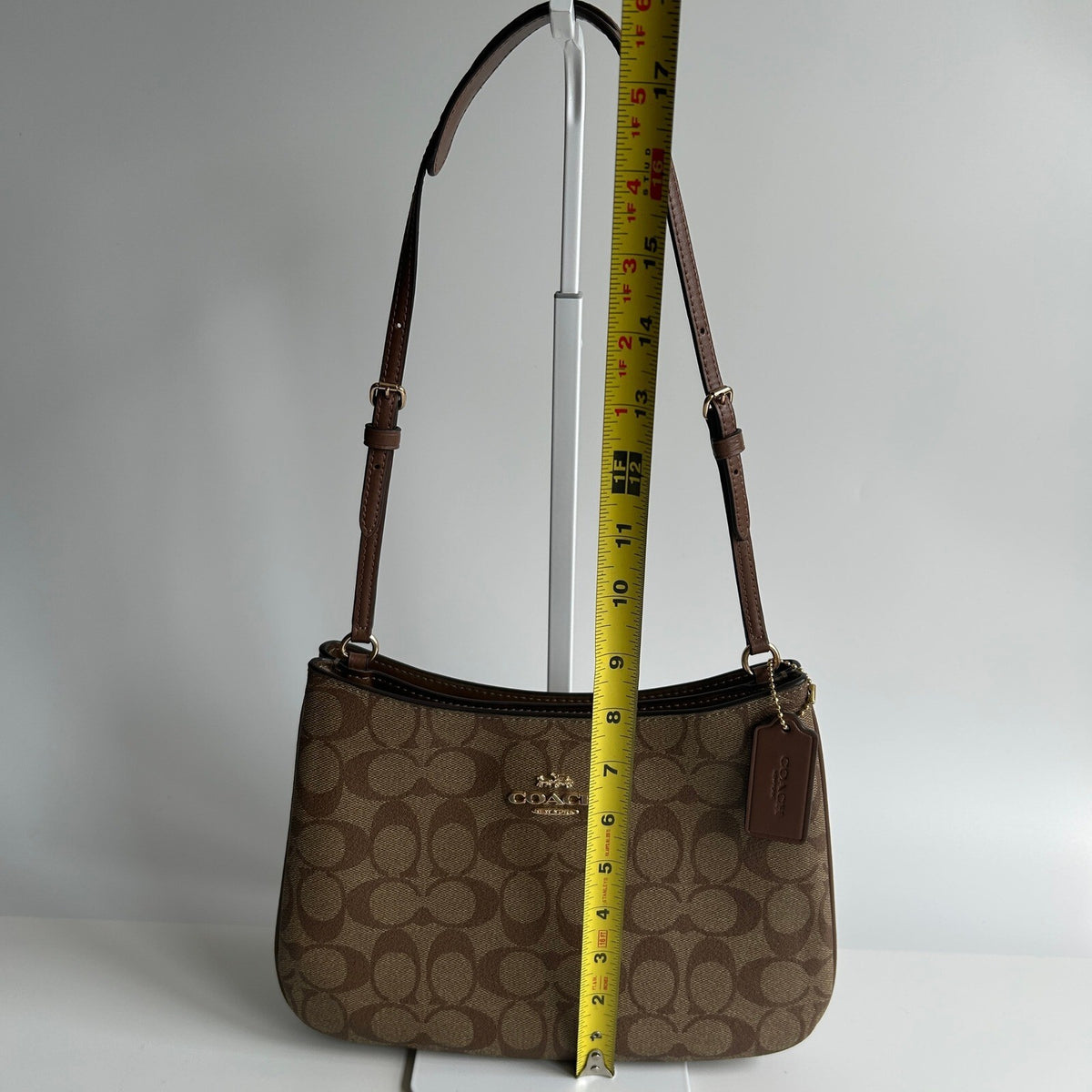 Coach Penelope Shoulder Bag Khaki Saddle Brown Signature Canvas CO953