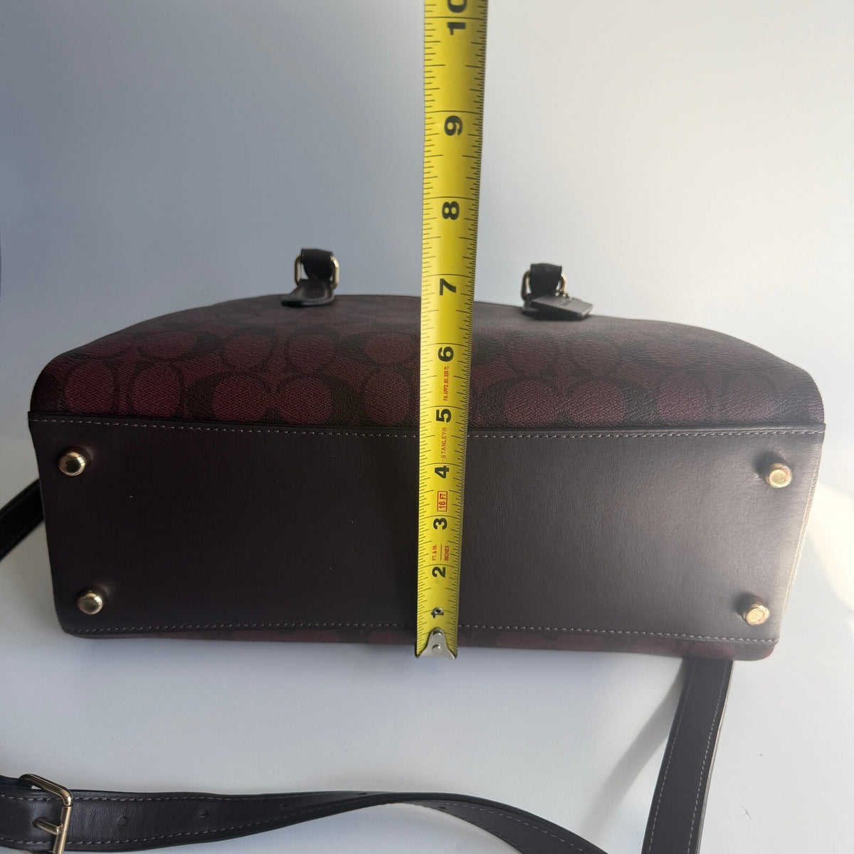 Coach Darcie Carryall Oxblood Burgundy Black Signature Canvas Bag CH488