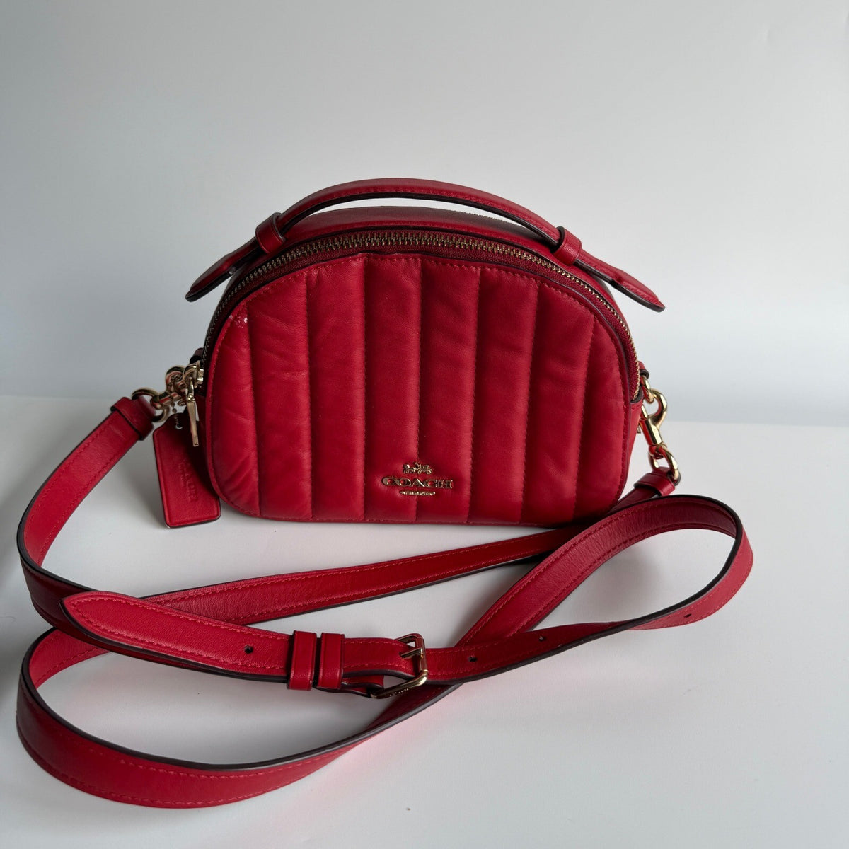 Coach Serena Electric Red Quilted Leather Crossbody Satchel C7259