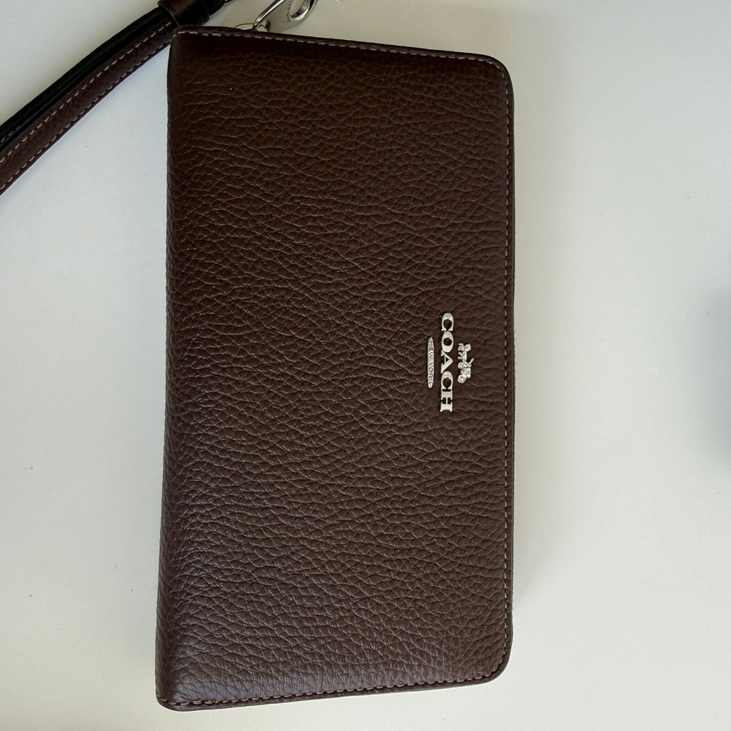 Coach Long Zip Around Wallet Maple Pebbled Leather C4451