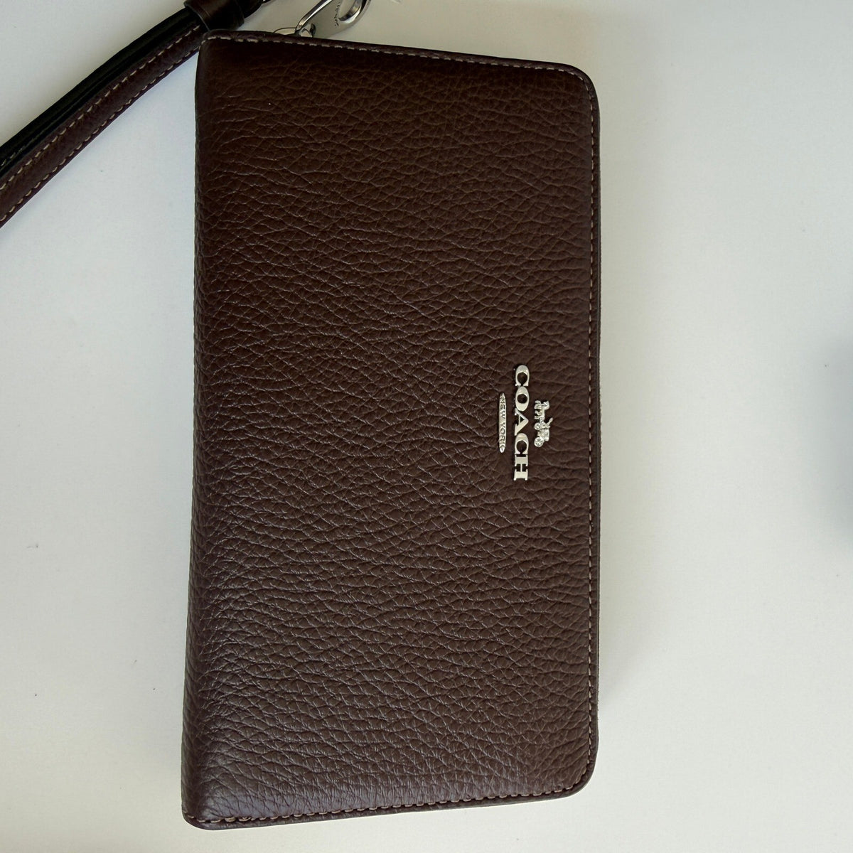 Coach Long Zip Around Wallet Maple Pebbled Leather C4451