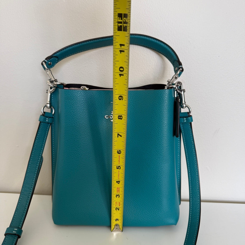 Coach Mollie Bucket Bag 22 Teal Pebble Leather CA177 Crossbody Shoulder Bag