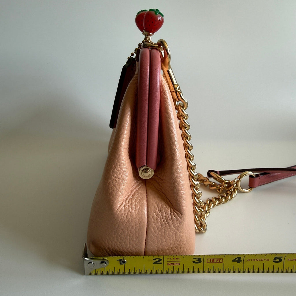 Coach Nora Kisslock Faded Blush Pink Leather Crossbody Bag C8288 Strawberry