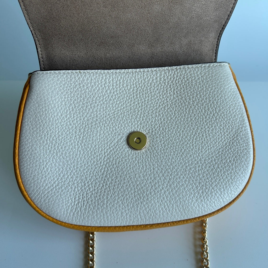 Coach Saddle Belt Bag Yellow Blue White Colorblock Leather Purse C6951