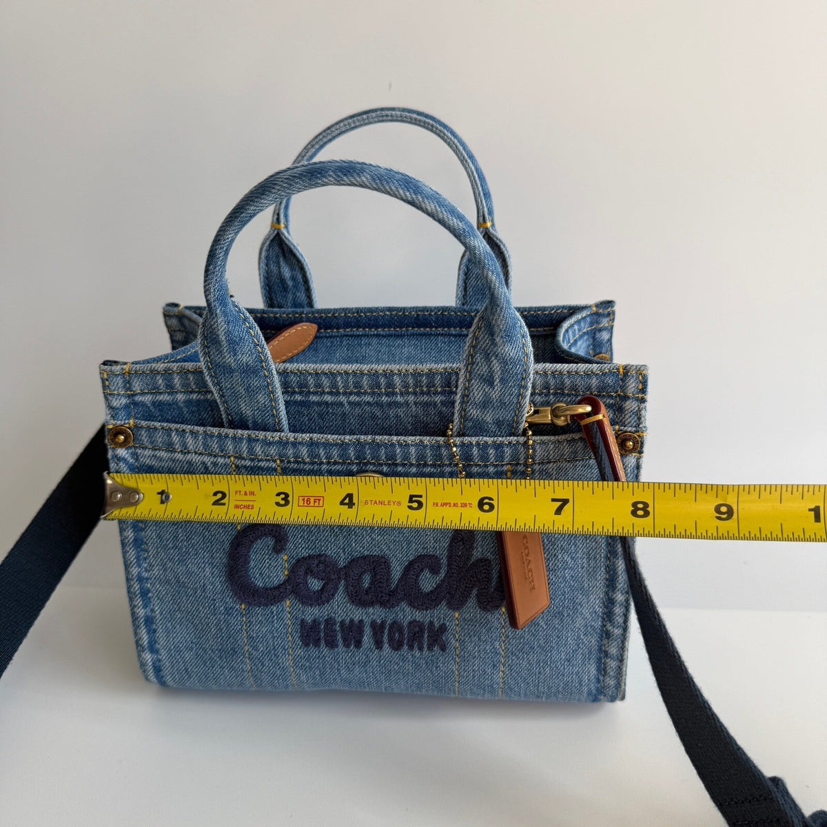 Coach Mini Cargo Tote Bag 20 Indigo Blue Denim Crossbody CZ100