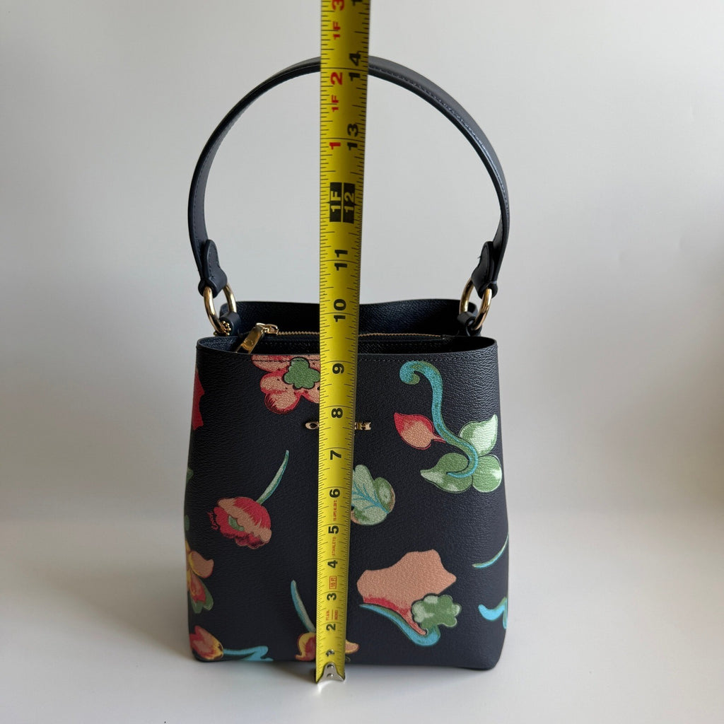Coach Small Town Bucket Bag Midnight Multi Canvas Dreamy Land Floral C8611