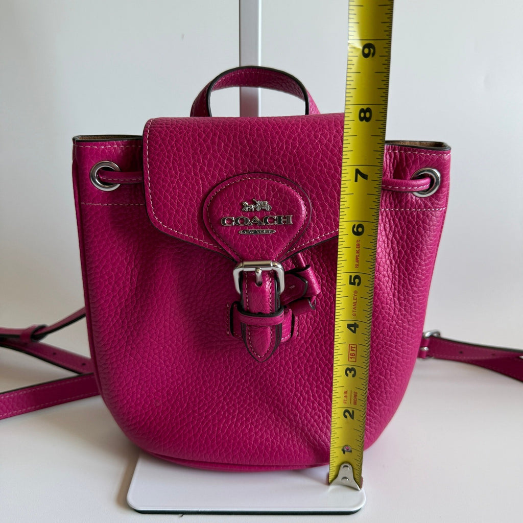 Coach Amelia Mini Backpack Fuchsia Pink Pebbled Leather CL408 Convertible Bag