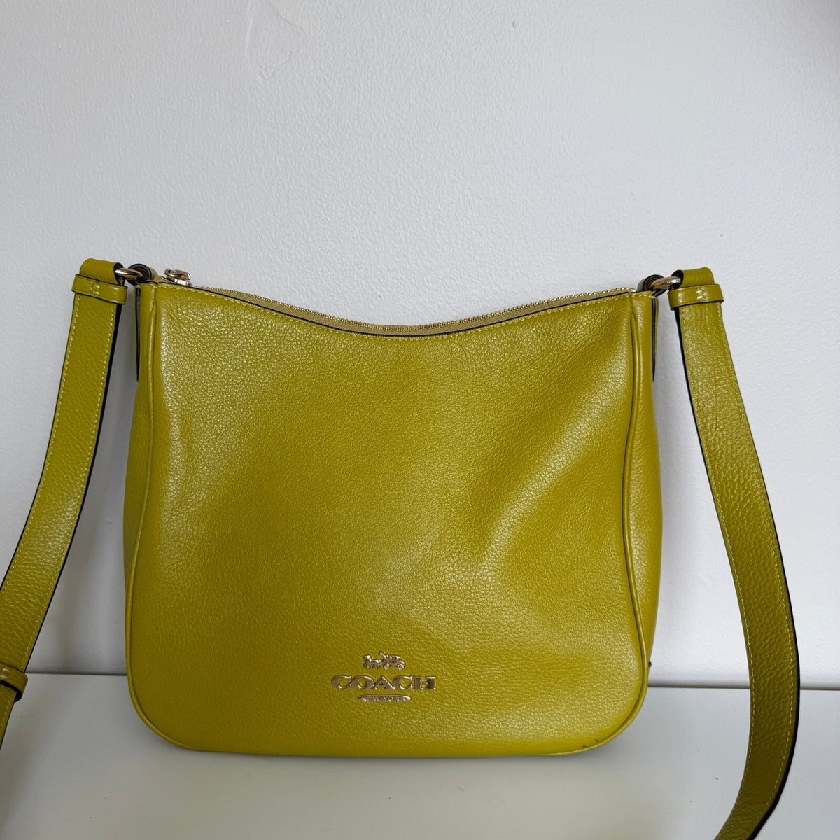 Coach Ellie File Bag Mustard Yellow Pebble Leather Crossbody C1648