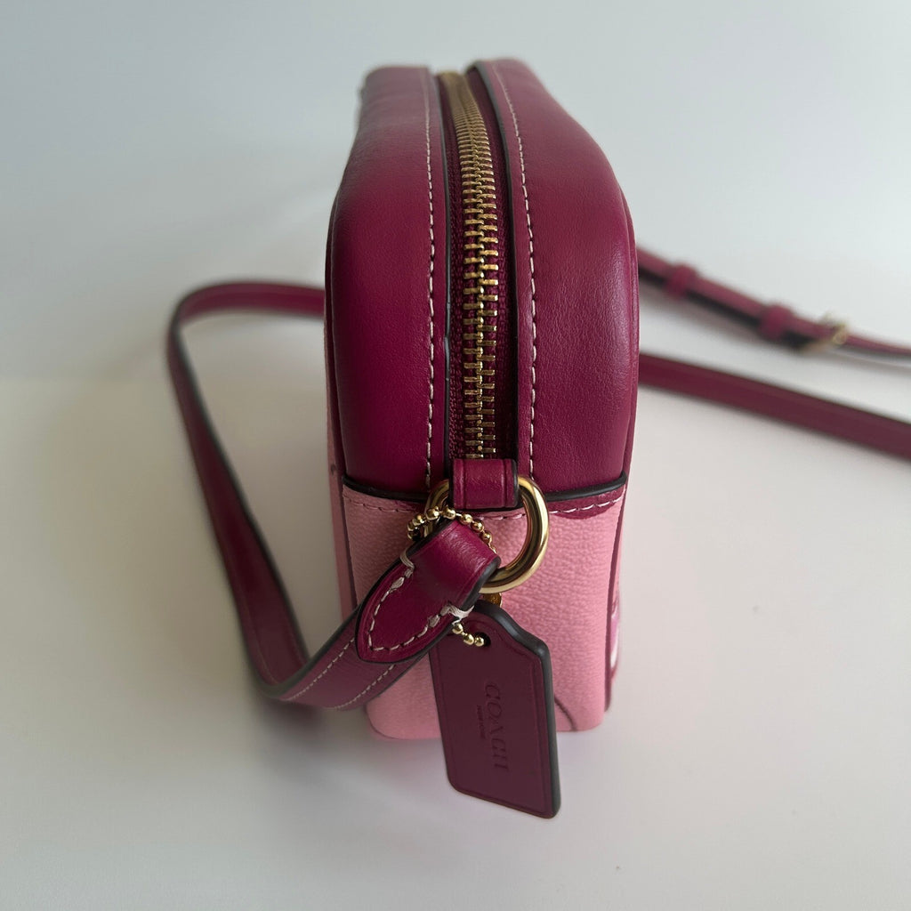 Coach Mini Jamie Camera Bag Pink Cherry Print Leather Crossbody CR173