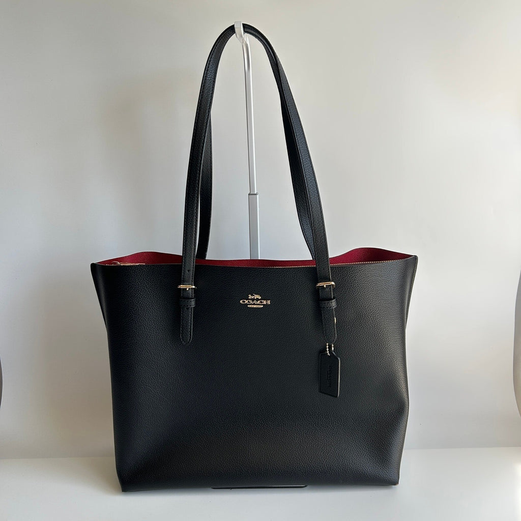 Coach Mollie Tote 1671 Black Pebbled Leather Large Bag