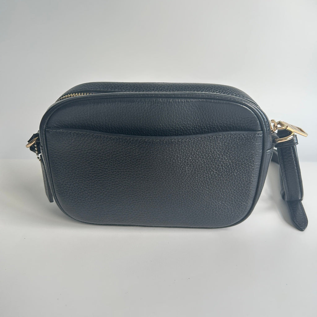 Coach Mini Jamie Camera Bag Black Pebbled Leather Crossbody CA069