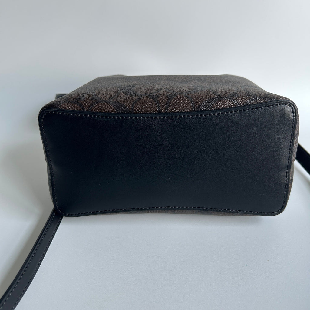 Coach Small Town Bucket Bag Brown Black Signature Canvas Crossbody 2312