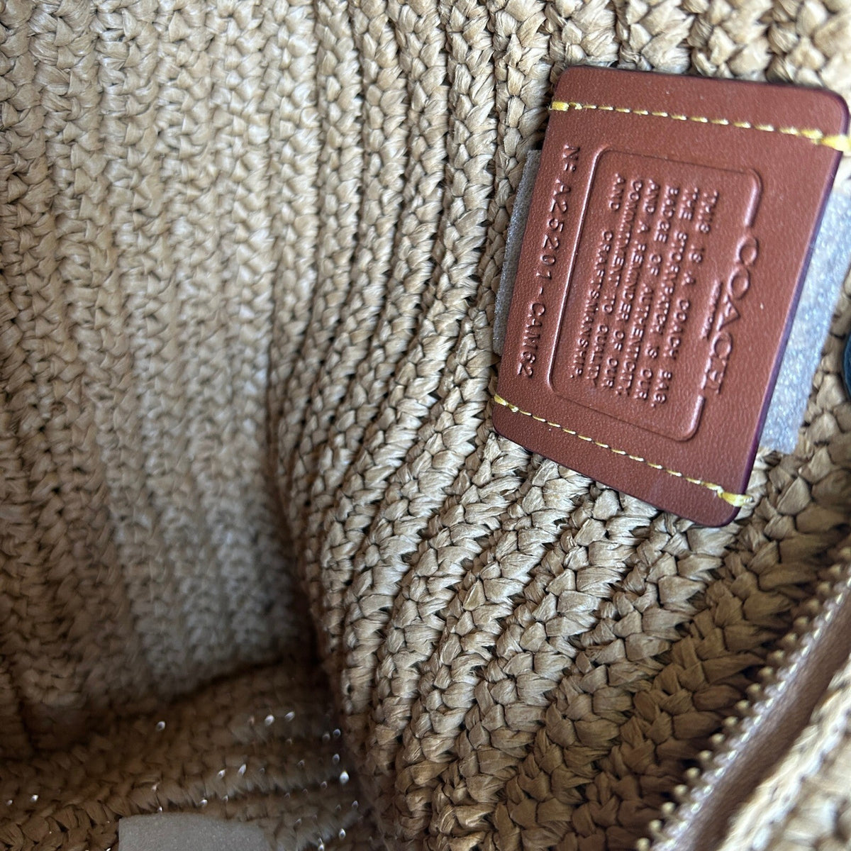 Coach Cargo Tote 26 Straw Natural Tan Crossbody Handbag CAM62