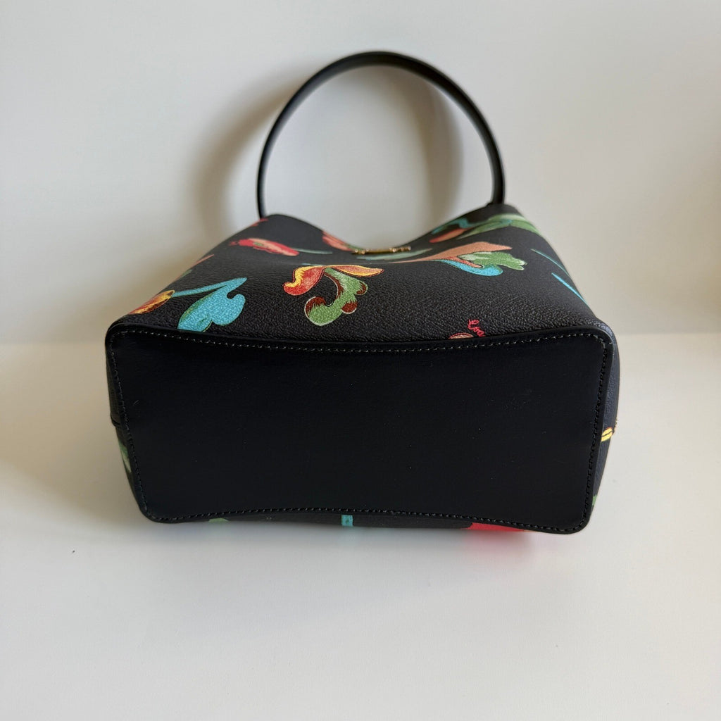 Coach Small Town Bucket Bag Midnight Multi Canvas Dreamy Land Floral C8611