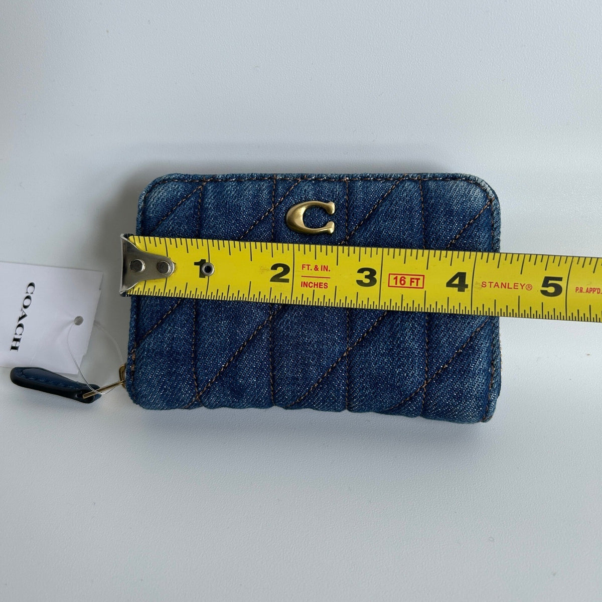 Coach Zippy Coin Case Deep Blue Quilted Denim Wallet CA033