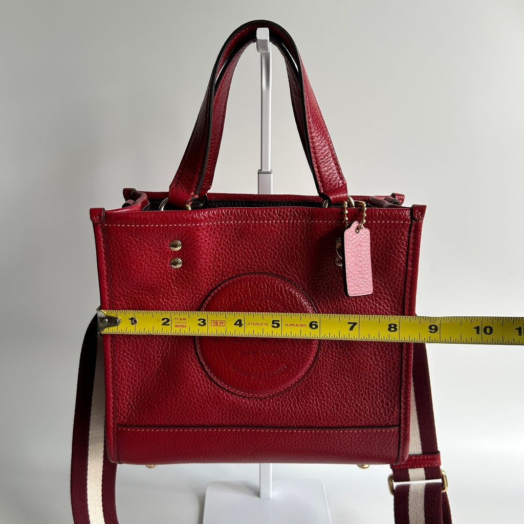 Coach Dempsey Tote 22 Red Refined Pebble Leather Bag C7683