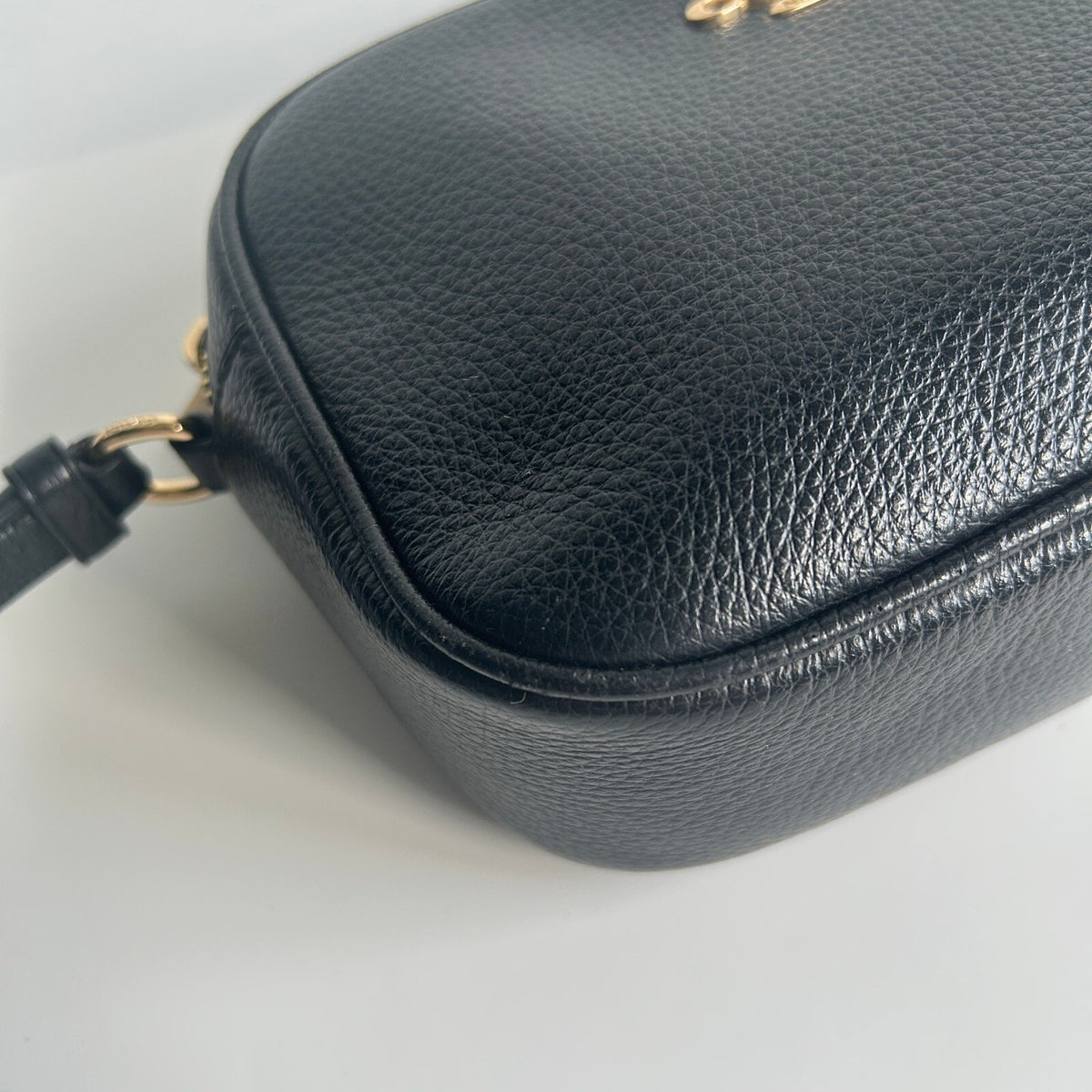 Coach Mini Jamie Camera Bag Black Pebbled Leather Crossbody CA069