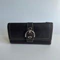 Coach Soho Brown Leather Buckle Slim Wallet Vintage Organizer