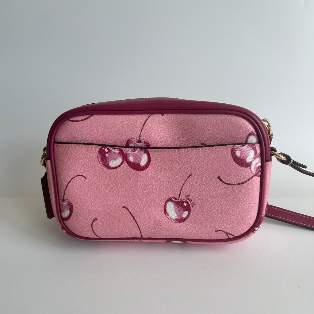 Coach Mini Jamie Camera Bag Pink Cherry Print Leather Crossbody CR173