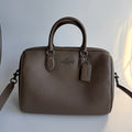 Coach Large Rowan Satchel Dark Stone Taupe Pebbled Leather Bag CV960