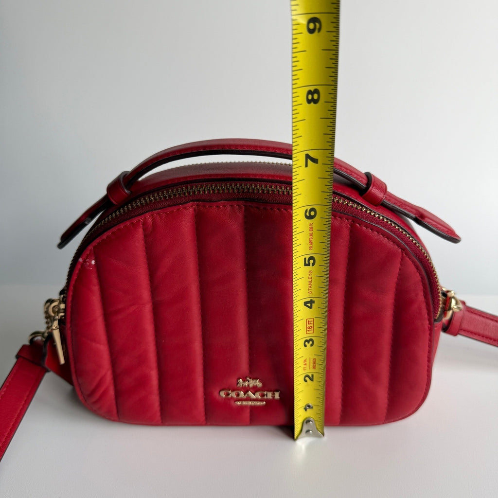 Coach Serena Electric Red Quilted Leather Crossbody Satchel C7259