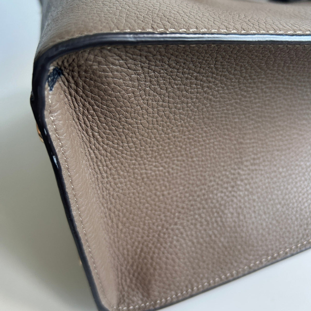 Coach Maggie Dark Stone Pebbled Leather Shoulder Bag CY666