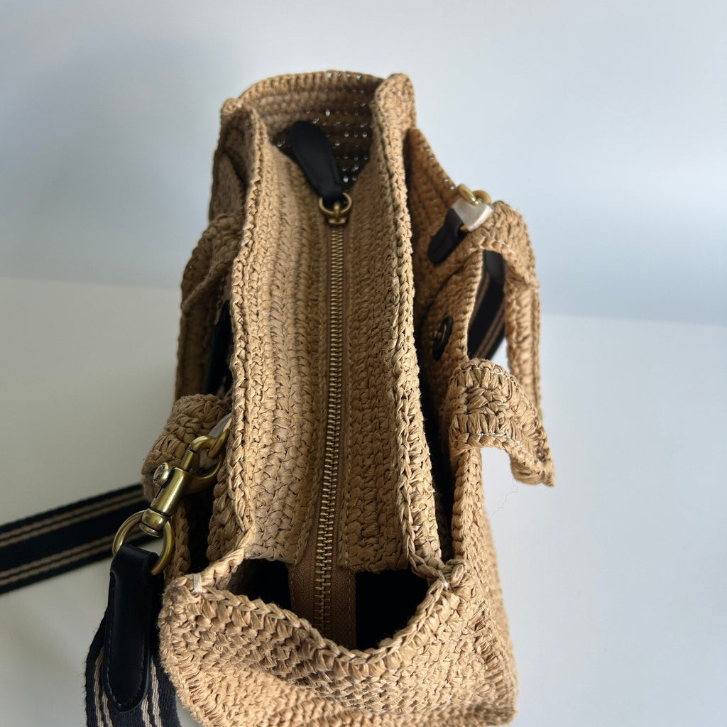 Coach Cargo Tote 26 Straw Natural Tan Crossbody Handbag CAM62