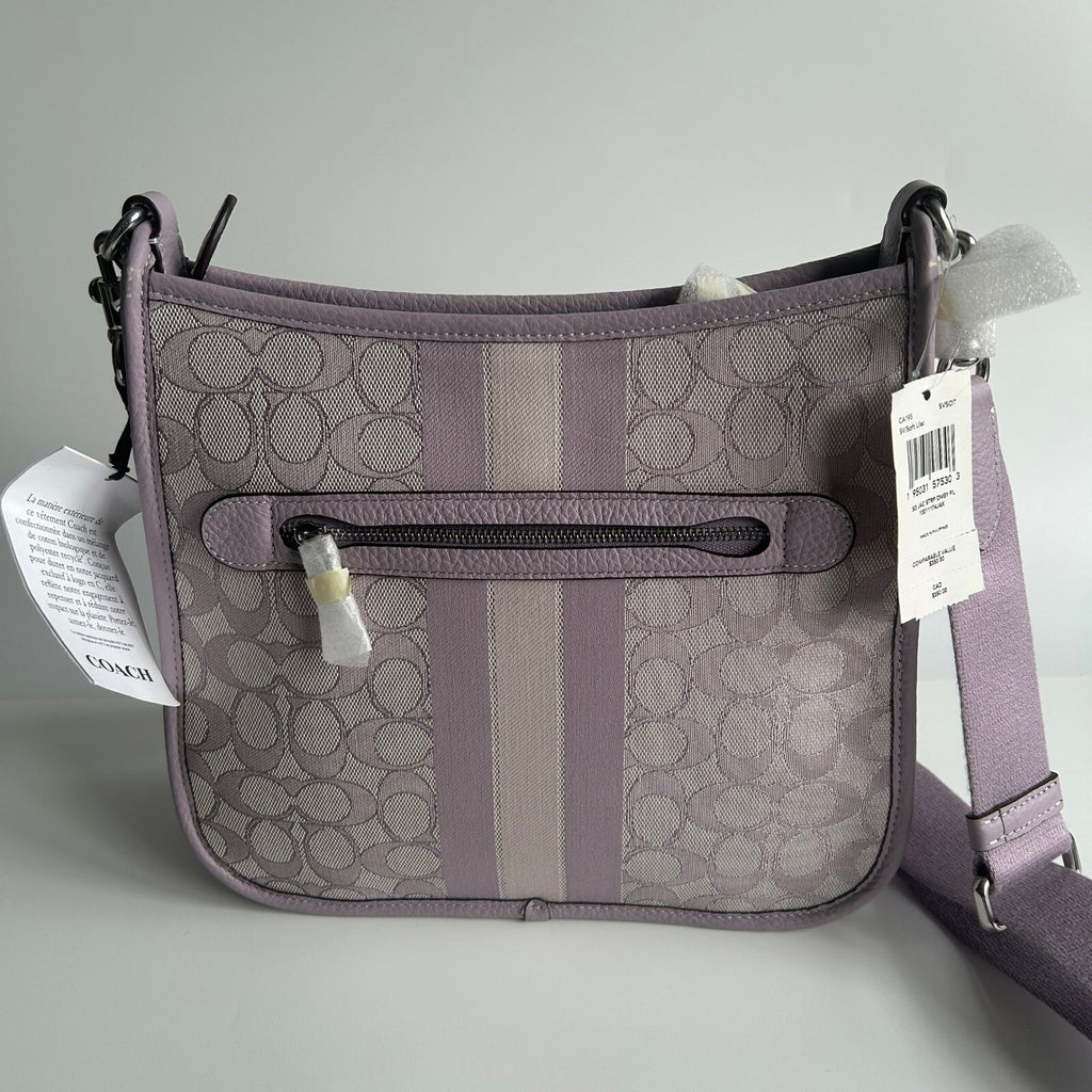 Coach Dempsey File Bag Soft Lilac Signature Jacquard Crossbody CA195