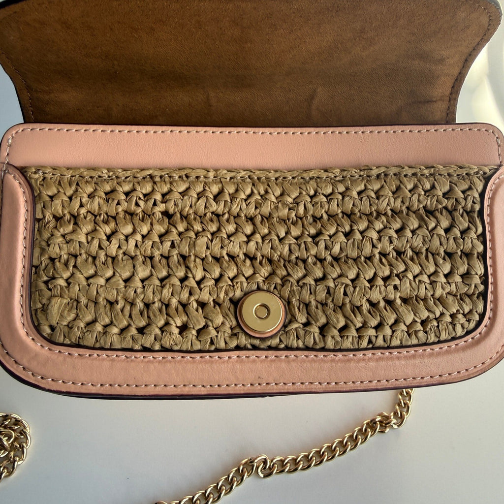 Coach Kleo Crossbody Natural Faded Blush Straw Leather C9925 Bag