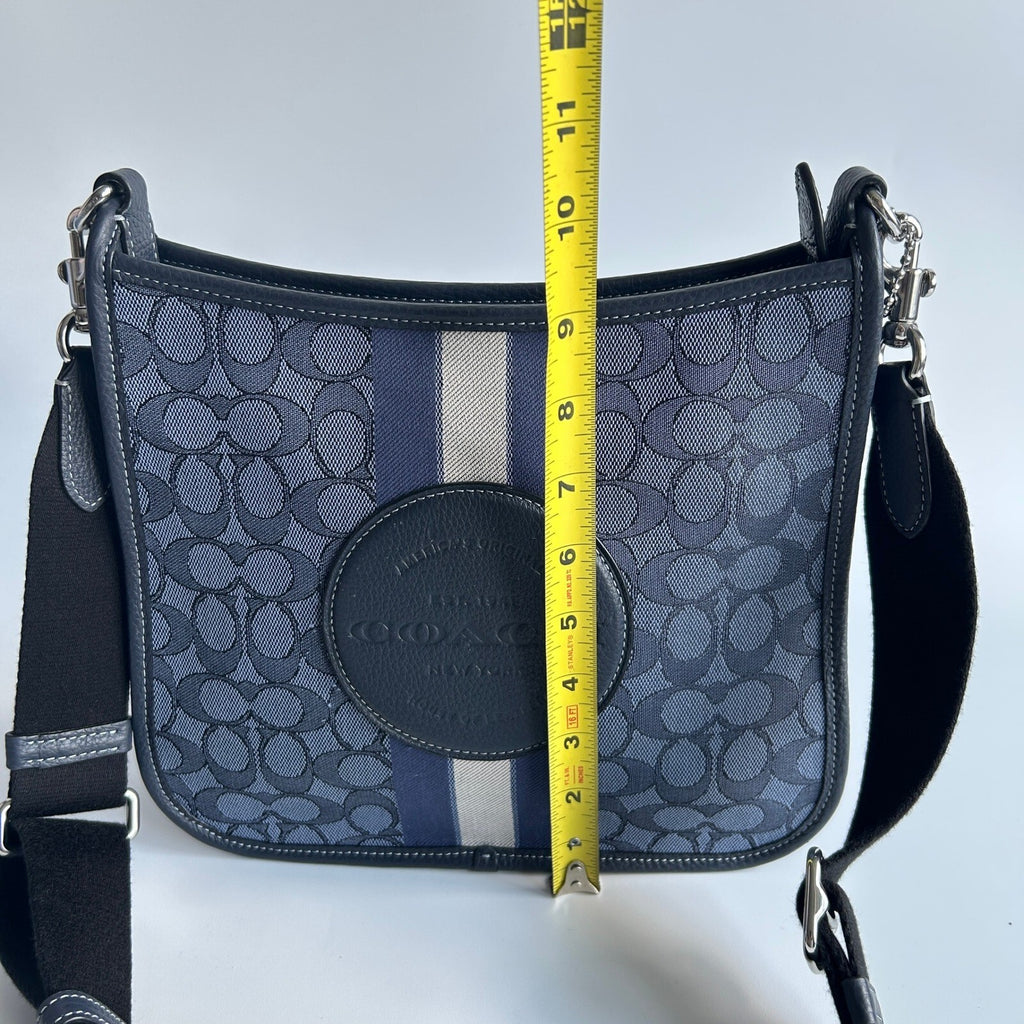 Coach Dempsey File Bag Blue Signature Jacquard Crossbody C4135