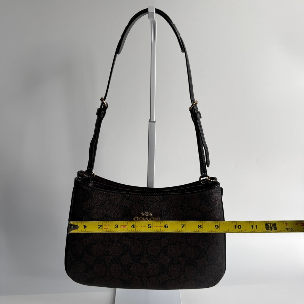 Coach Penelope Shoulder Bag Brown Black Signature Canvas CO953