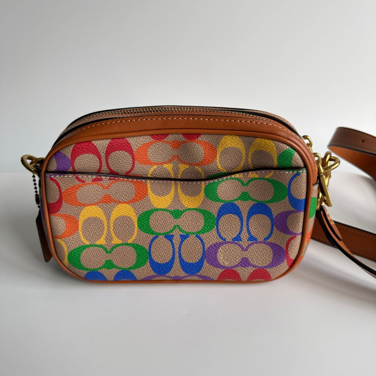 Coach Pride Willow Camera Bag Rainbow Tan Multi Canvas Crossbody C5143