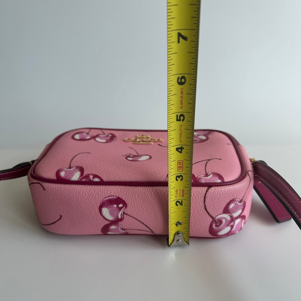 Coach Mini Jamie Camera Bag Pink Cherry Print Leather Crossbody CR173