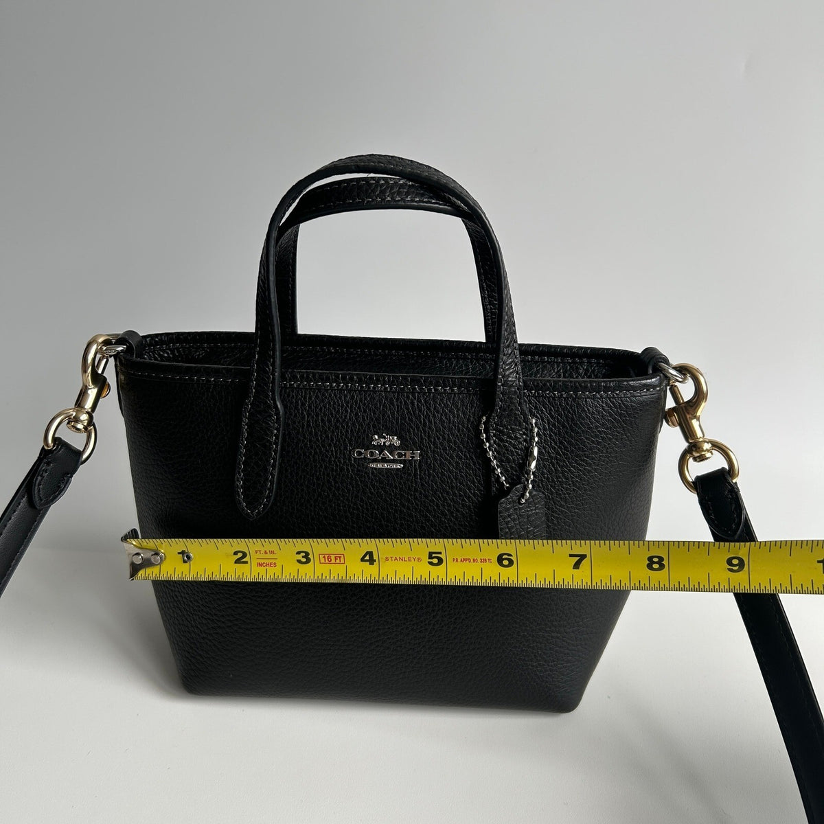 Coach City Mini Tote Black Pebble Leather Crossbody CW031