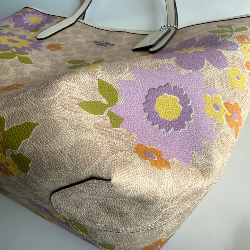 Coach City Tote Sand Multi Signature Canvas Floral Bag CBG71