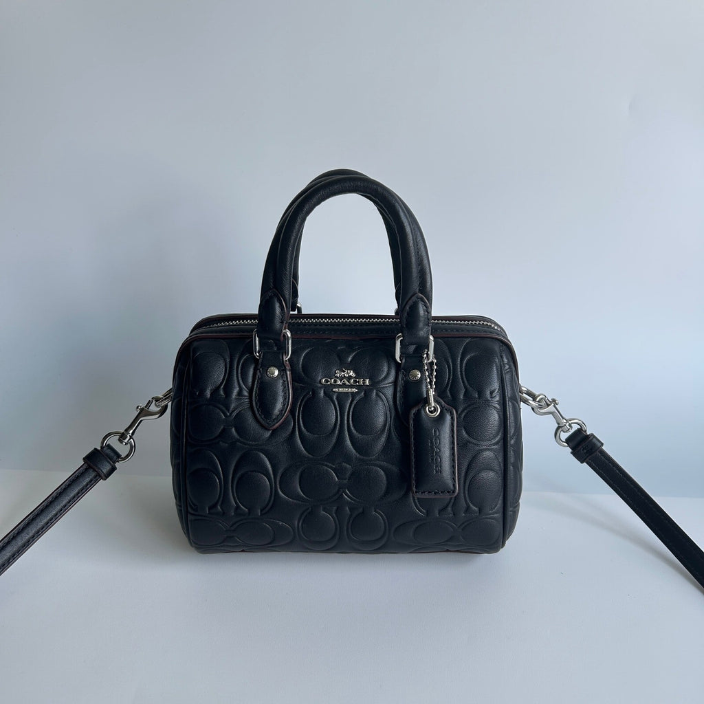 Coach Mini Rowan Black Signature Leather Crossbody Bag CY743