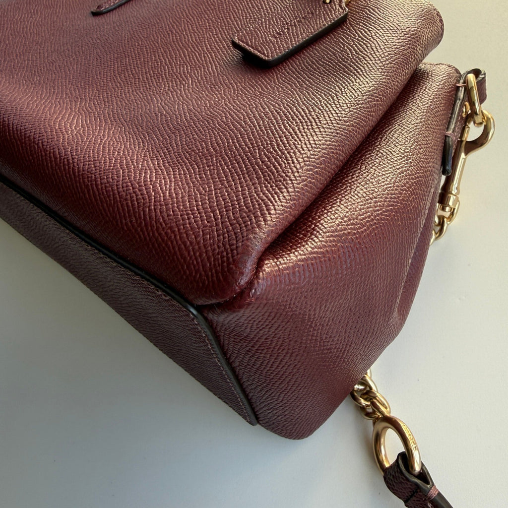 Coach Sage Carryall Burgundy Crossgrain Leather Bag F28976