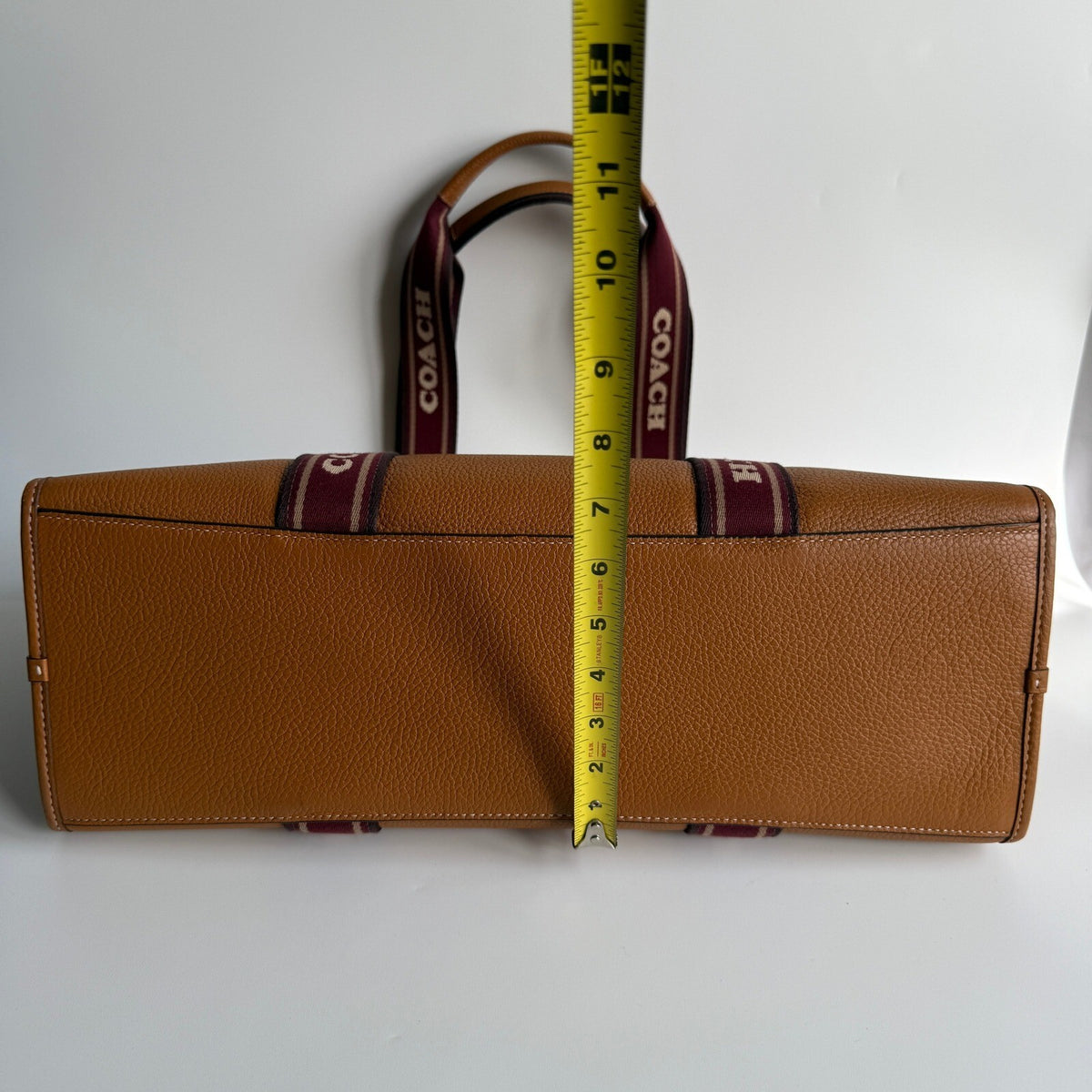 Coach Large Smith Tote Brown Leather Logo Webbing Strap CM716 Bag