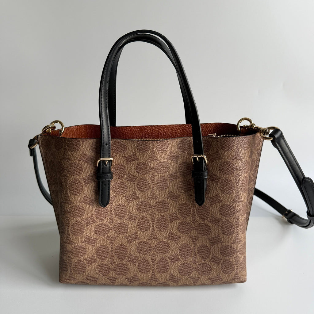 Coach Mollie Tote 25 Khaki Brown Signature Canvas Bag C4250