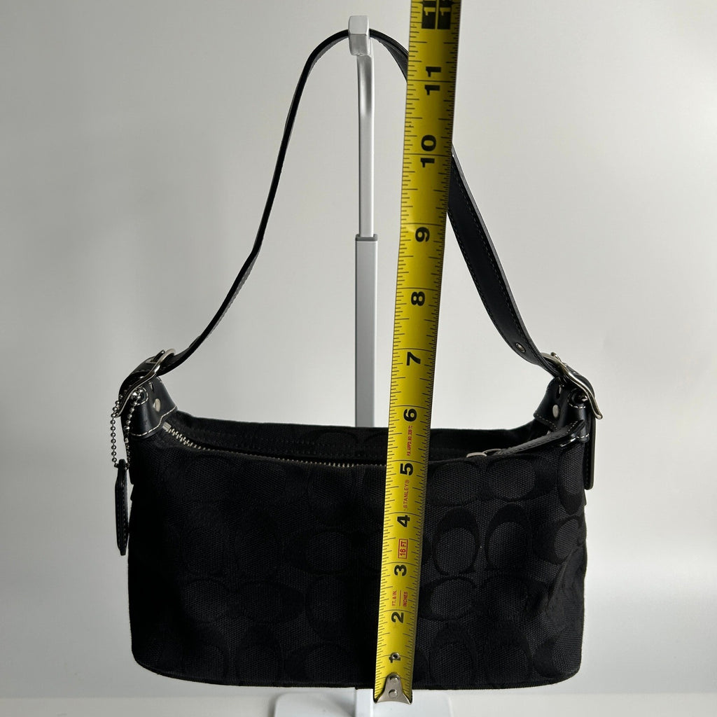 Coach Demi Baguette Black Signature Jacquard Hobo Shoulder Bag 6044
