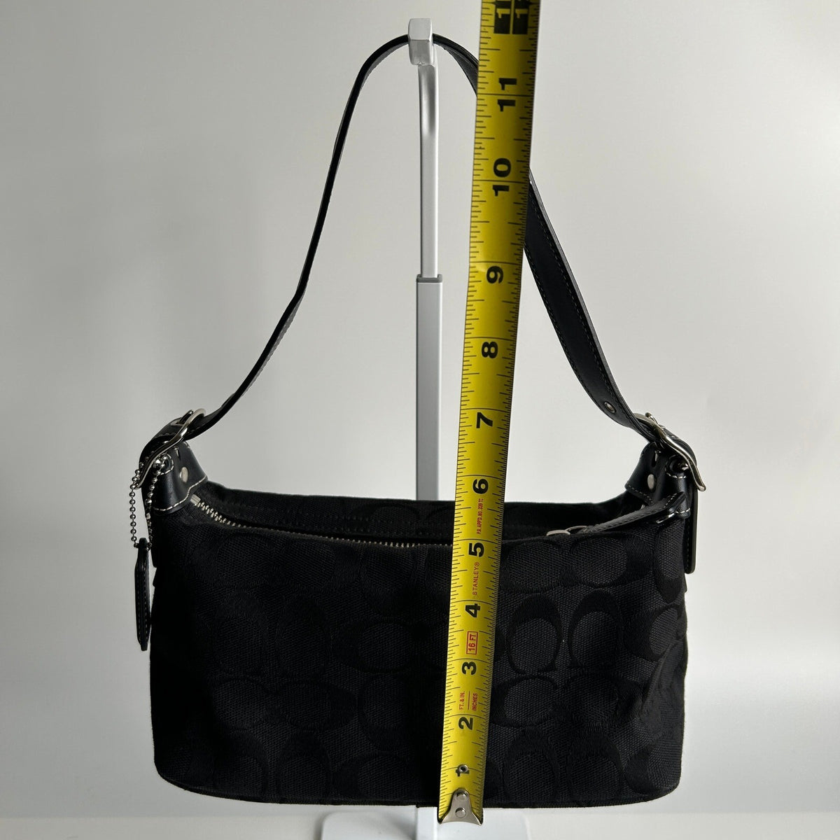 Coach Demi Baguette Black Signature Jacquard Hobo Shoulder Bag 6044