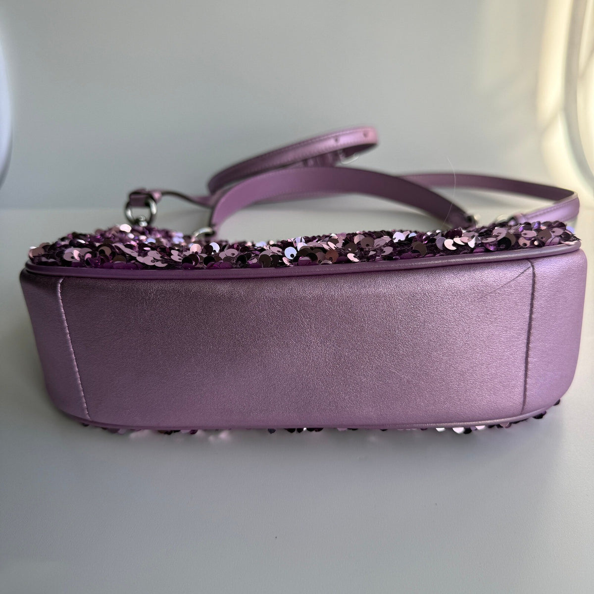 Coach Teri Shoulder Bag Lilac Purple Sequins CQ556 Crossbody Evening Purse