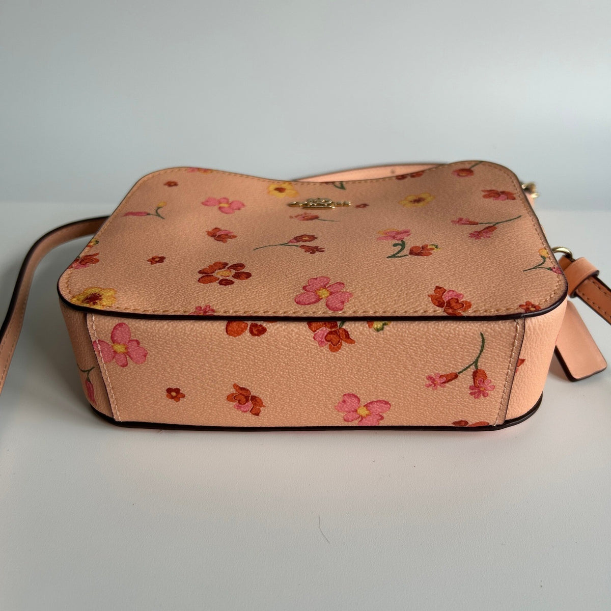 Coach Mini Camera Bag Faded Blush Floral Leather Crossbody C8699