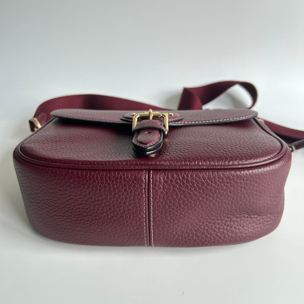 Coach Amelia Saddle Bag Merlot Red Pebbled Leather Crossbody Handbag CP107