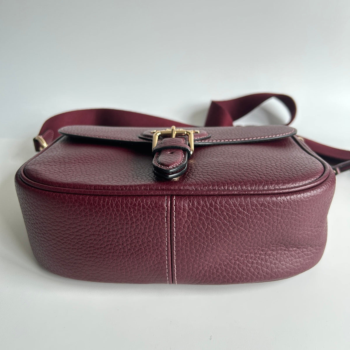 Coach Amelia Saddle Bag Merlot Red Pebbled Leather Crossbody Handbag CP107